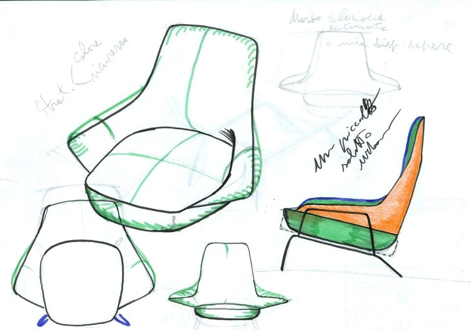 Luca Nichetto, <em>Hay</em> lounge chair for One Nordic. Sketch