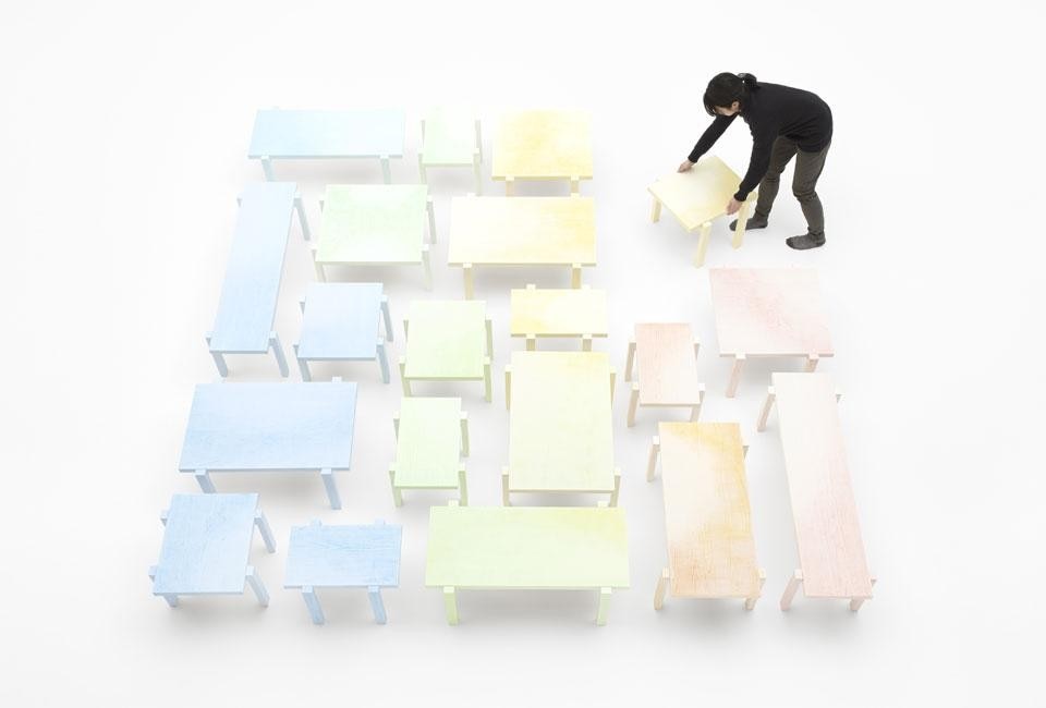 Nendo, <em>Coloured Pencil Table</em> installation at the 2013 Saint-Étienne Design Biennial