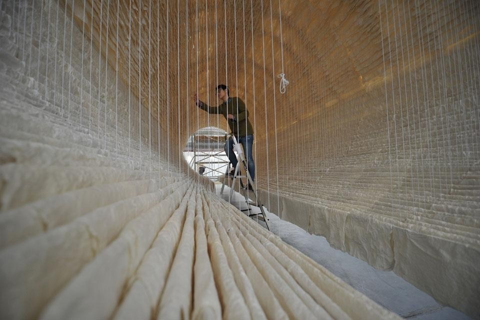 On top and above: Zhu Jinshi, <i>Boat</i>, Art13, Olympia Grand Hall, London, 2013