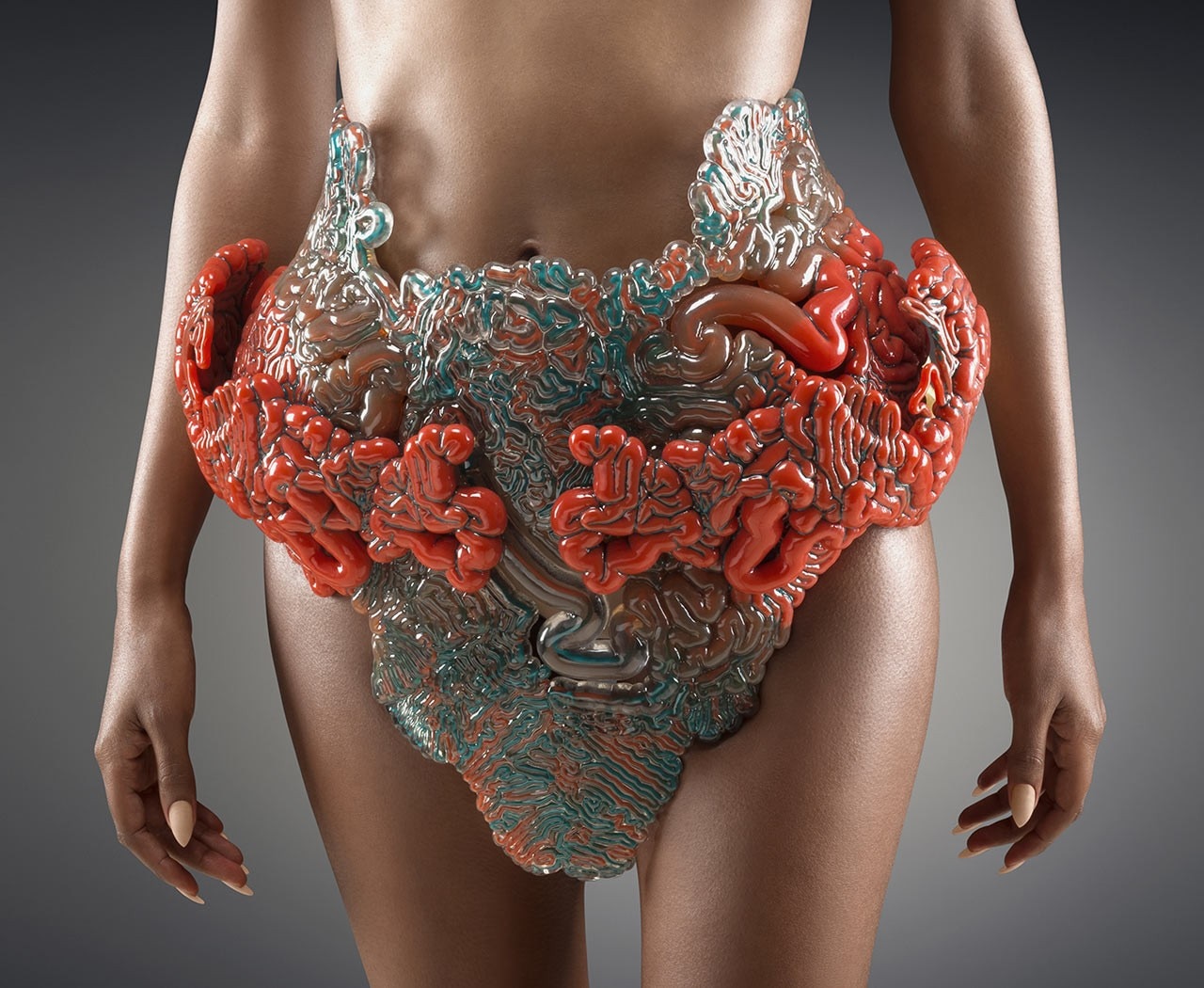 Neri Oxman in collaboration with Christoph Bader and Dominik Kolb, Wanderers collection, Mushtari. Produced by Stratasys on the Objet500 Connex3 3D Production System. Photo credit: Yoram Reshef. Photo courtesy of Neri Oxman.