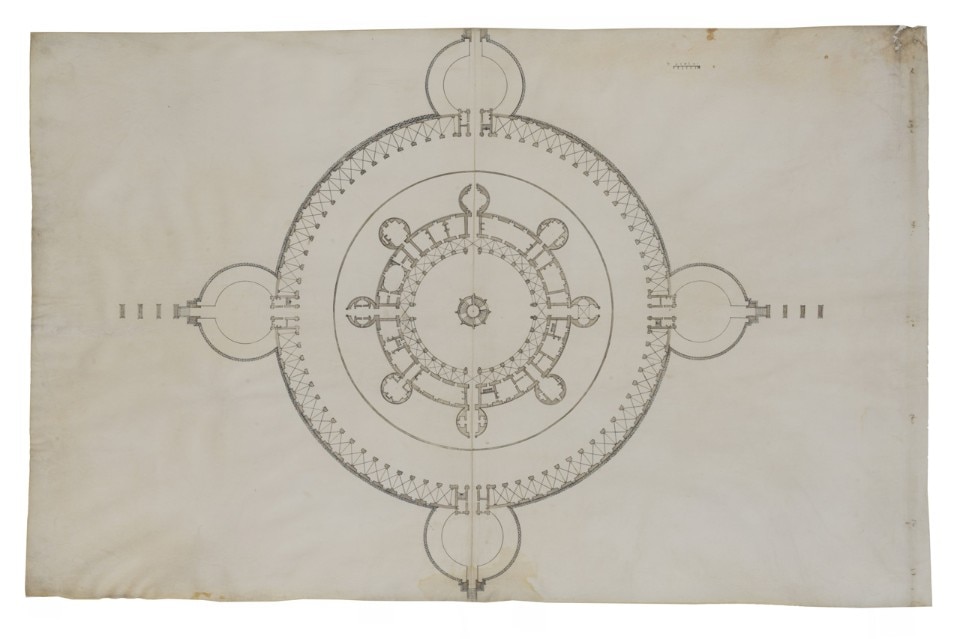 Jacques Androuet du Cerceau (ca. 1515 – 1585), Study for an ideal fortified château, ca. 1565 – 1575