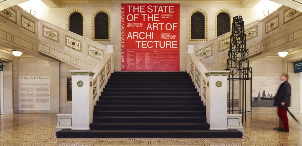 Installation view of the Chicago Architecture Biennial. Photo by Steve Hall, © Hedrich Blessing. Courtesy of the Chicago Architecture Biennial