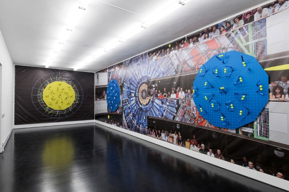 Luca Pozzi, <i>Detectors</i>, 2015. Exhibition view at Spazio 22, FL Gallery : Photo © Cosimo Filippini. Background image ©: CERN (LHC, Atlas Detector) and Michael Hoch (CMS Experiment) Luca Pozzi, <i>Detectors</i>, 2015. Exhibition view at Spazio 22, FL Gallery : Photo © Cosimo Filippini. Background image ©: CERN (LHC, Atlas Detector) and Michael Hoch (CMS Experiment)