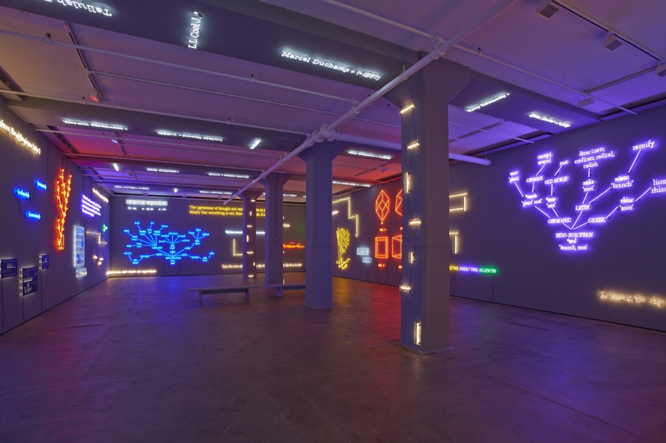 Joseph Kosuth, “Agnosia, an Illuminated Ontology”, view of the exhibition at Sean Kelly Gallery, New York