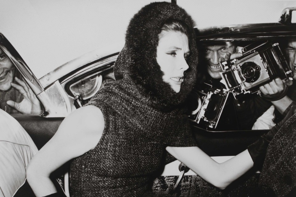 'Suzy Parker, dress by Nina Ricci, Champs-Elysée, Paris', Richard Avedon, 1962. Museum no. E.1255-1993. © Richard Avedon Foundation