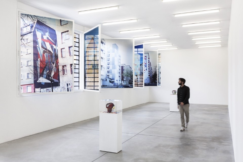 Arturo Herrera, “Soave sia il vento”, temporary intervention on wall, colour print on vinyl applied on window panels, Galleria Franco Noero, Turin, 2016. Courtesy the Artist and Galleria Franco Noero