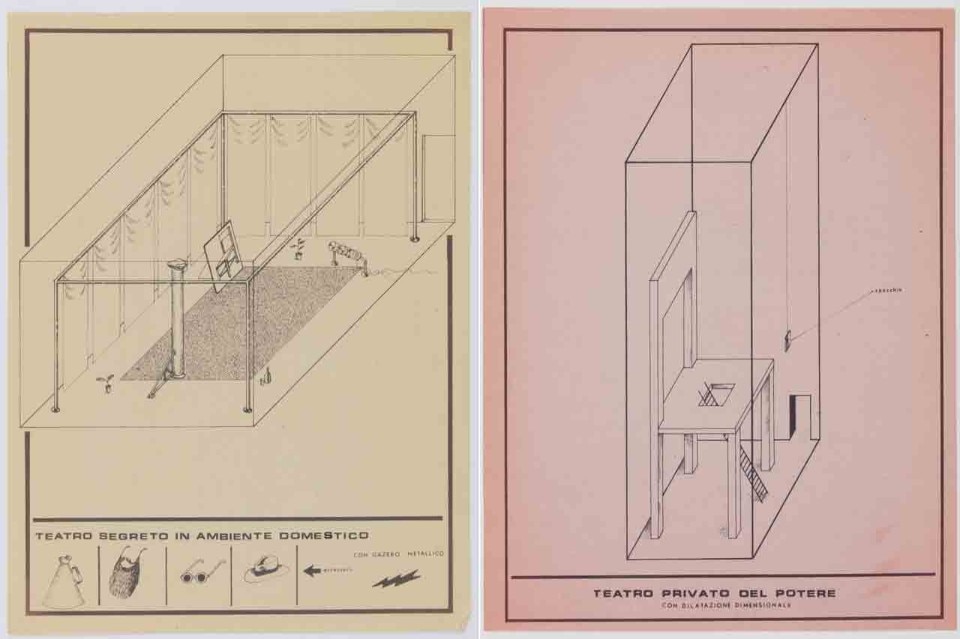 Archizoom, Teatri, 3 prints, 1968. Drawing Matter Collection Archizoom, Teatri, 3 prints, 1968. Drawing Matter Collection