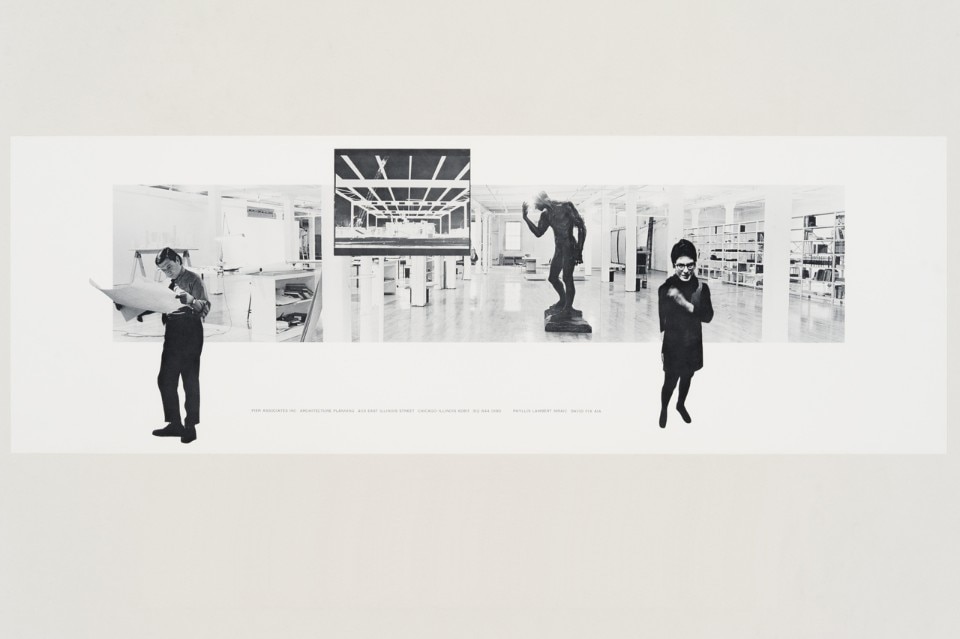 Pier Associates. Composite photograph of Phyllis Lambert and David Fix in their studio, 403-409 East Illinois St. Chicago, USA, c. 1970, Reproduction. Phyllis Lambert fonds, CCA © Pier Associates