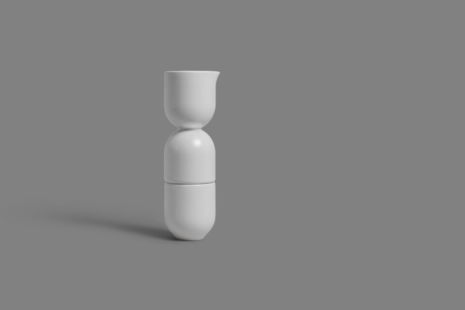 Marc Thorpe, Tanizaki Sake Set in 3D printed porcelain for OTHR, 2017