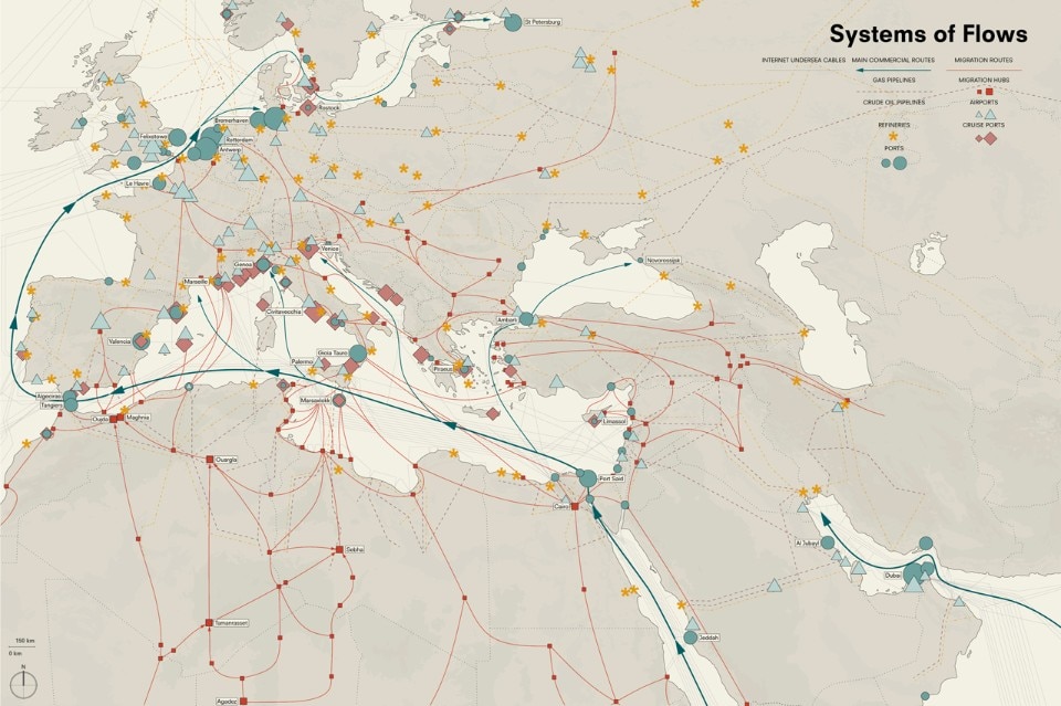 OMA, Palermo Atlas, Sistema di flussi del Mediterraneo. © OMA