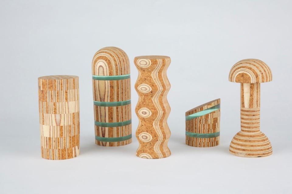 Wooden objects by Theo Riviere at the Aram Gallery