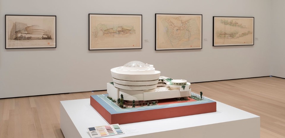 Installation view of “Frank Lloyd Wright at 150: Unpacking the Archive”. The Museum of Modern Art, New York. © 2017 The Museum of Modern Art. Photo Jonathan Muzikar