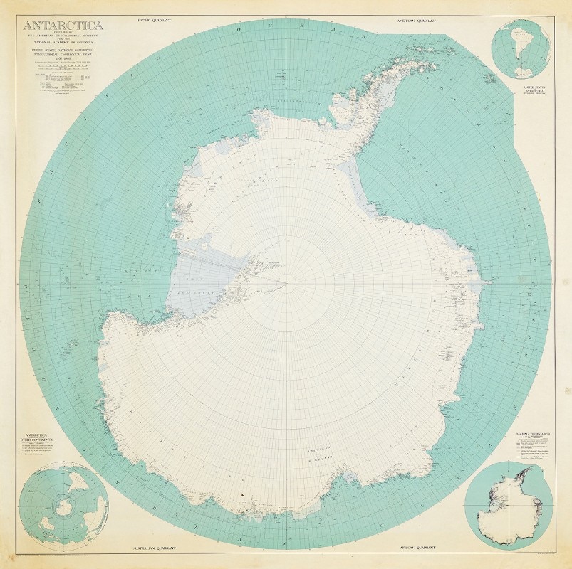 Map of Antarctica. America Geographical Society, 1956
