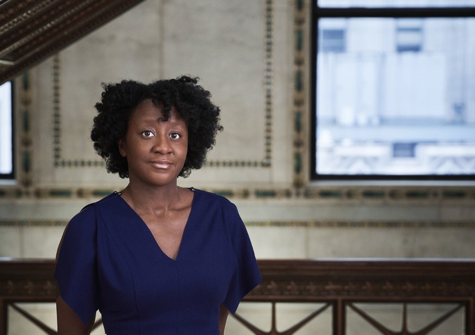 Yesomi Umolu at the Chicago Cultural Center. Photo by Andrew Bruah, courtesy the Chicago Architecture Biennial