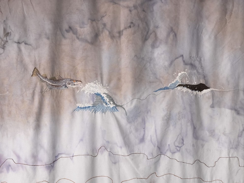 Isa Melsheimer, Curtain (The Year of the Whale), 2018, fabric and thread