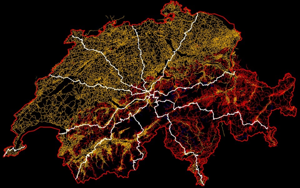 Img 11. Map of the routes followed by Pierre-Philippe Hofmann in Switzerland 