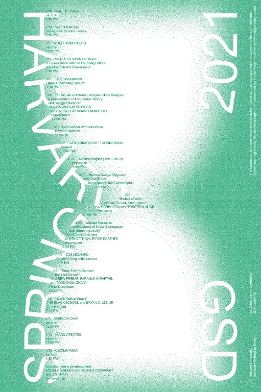 Il programma pubblico della Harvard Graduate School of Design di marzo 2021