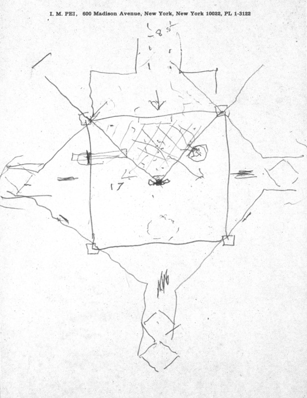 Sketch of the Louvre Pyramid by I. M. Pei