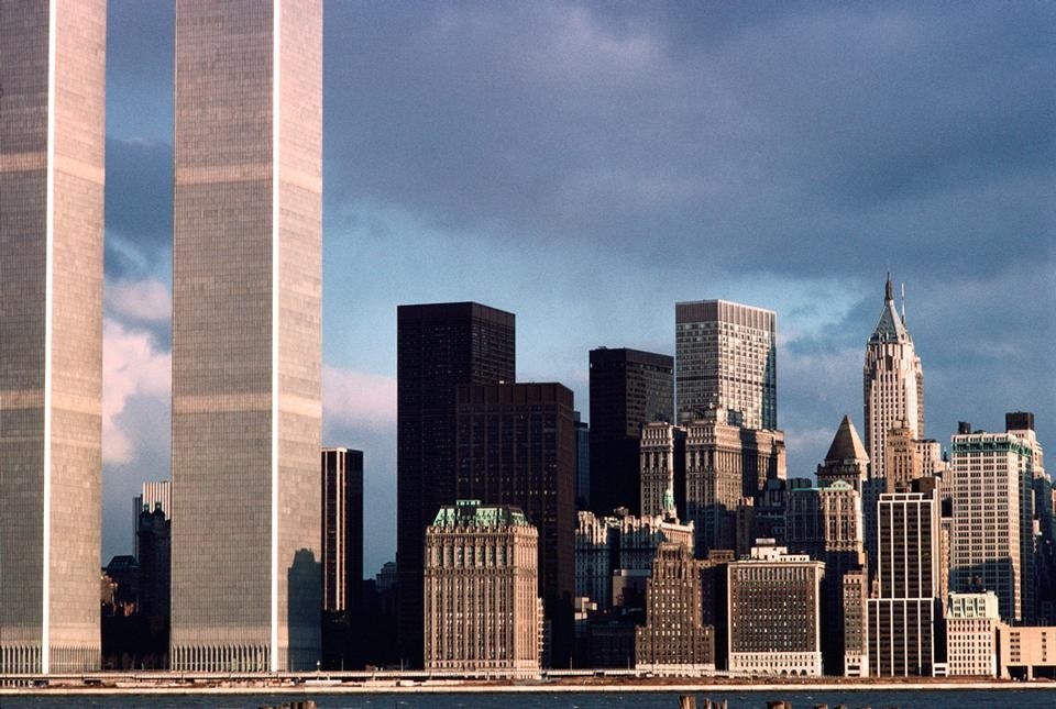 View from Exchange Place, Jersey City, New Jersey, 1978.