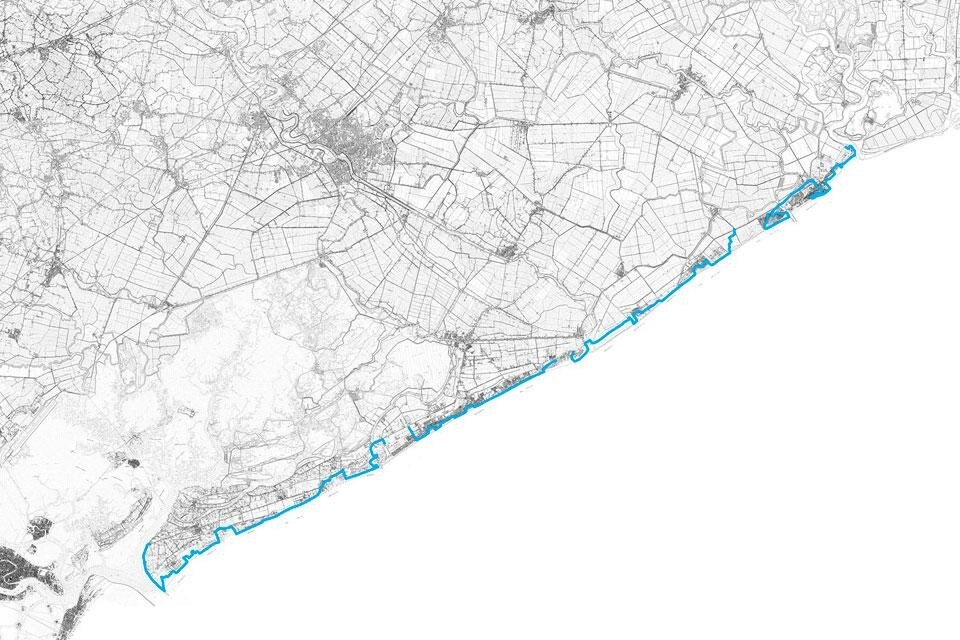 Luca Casonato, <em>Natural Coast</em> series, 2011. A map of the east coast of the Venice province, highlighting the four days of the photographer's journey