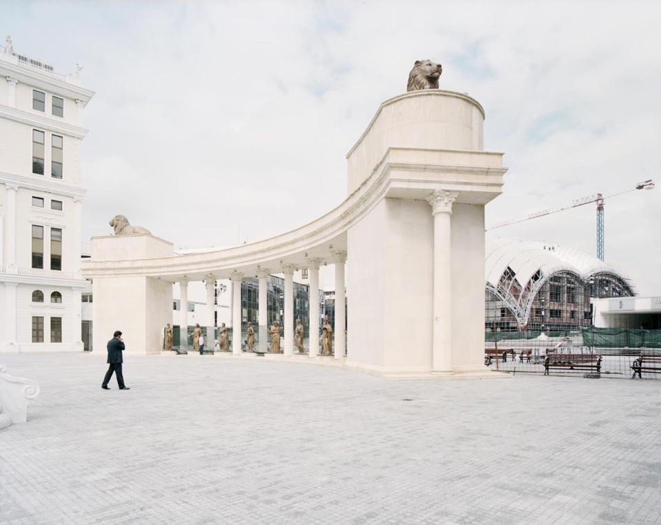 Anna Positano, Skopje. Recent constructions in Mother Teresa Square according to Skopje 2014 plans, near the Macedonian Opera and Ballet House