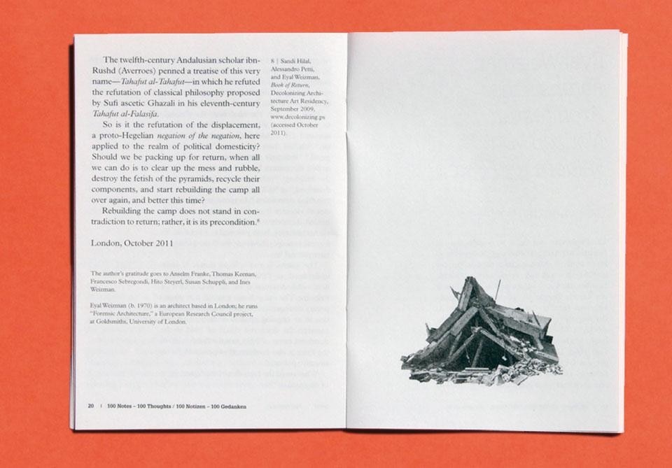 Eyal Weizman, <em>Forensic
Architecture:
Notes from Fields
and Forums</em>,
Hatje Cantz, Ostfildern 2011
