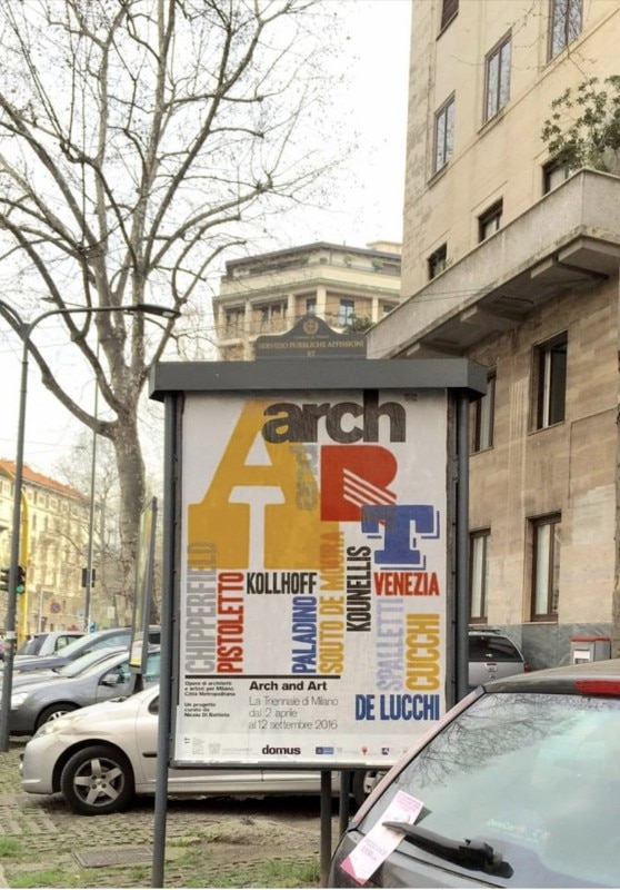Domus e la Triennale, manifesto Arch and Art, Milano, 2016. Grafica Giuseppe Basile