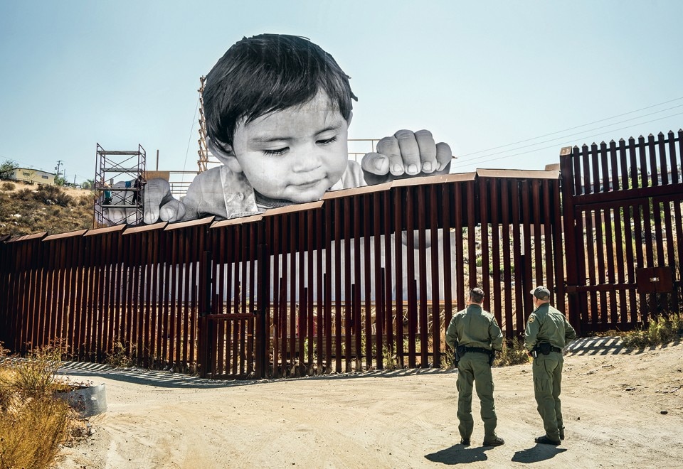 Work by JR along the border between Mexico and the city of Tecate, 2019. Photo Laurent Segretier