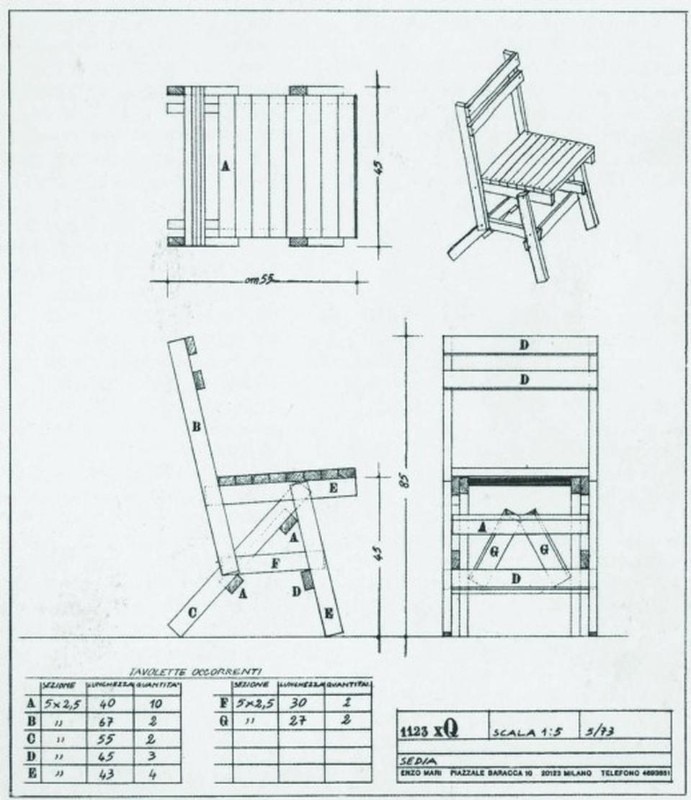 Enzo Mari, project for an <em>Autoprogettazione</em> chair