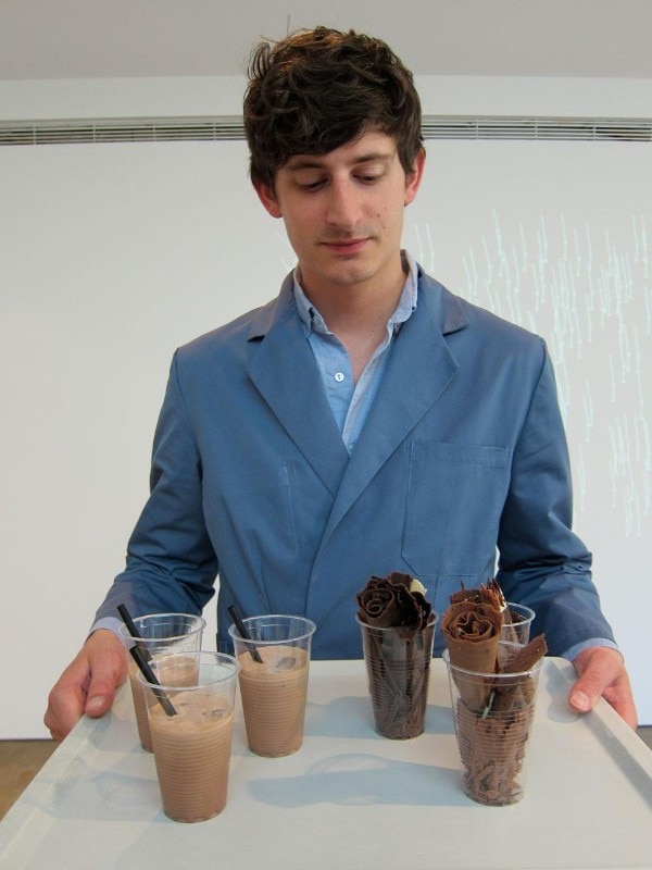 Chilled chocolate drinks at the Vitra Design Museum performance. Photo by Studio Wieki Somers