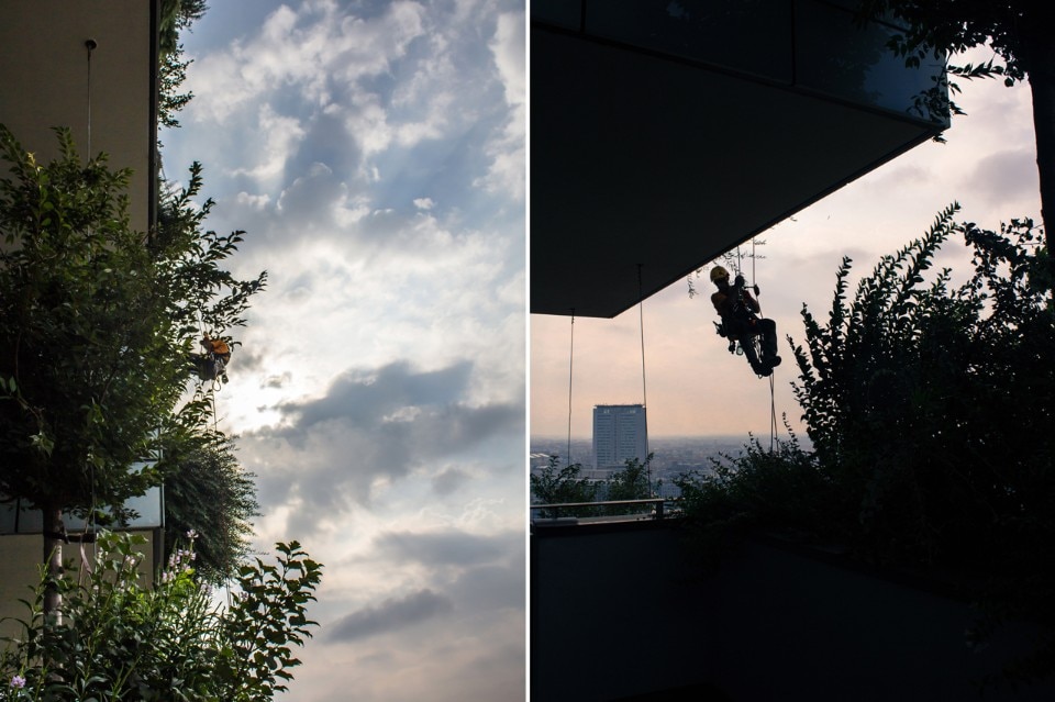 Una foto del backstage di <i>The Flying Gardeners</i>, cortometraggio nato da un'idea di Stefano Boeri realizzato da Blink Fish 