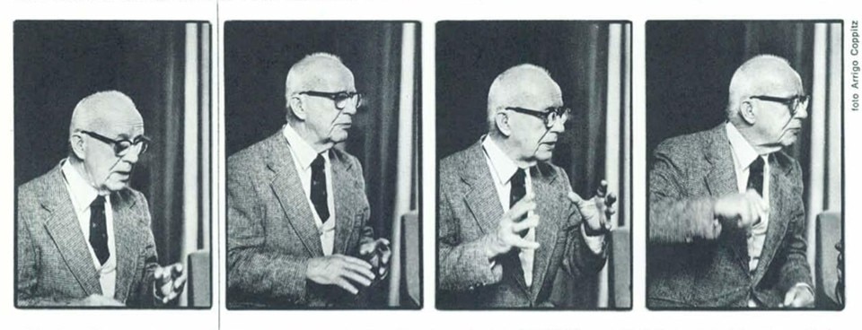 Richard Buckminster Fuller, Foto Arrigo Coppitz. In Domus 582, maggio 1978 Richard Buckminster Fuller, Foto Arrigo Coppitz. In Domus 582, maggio 1978