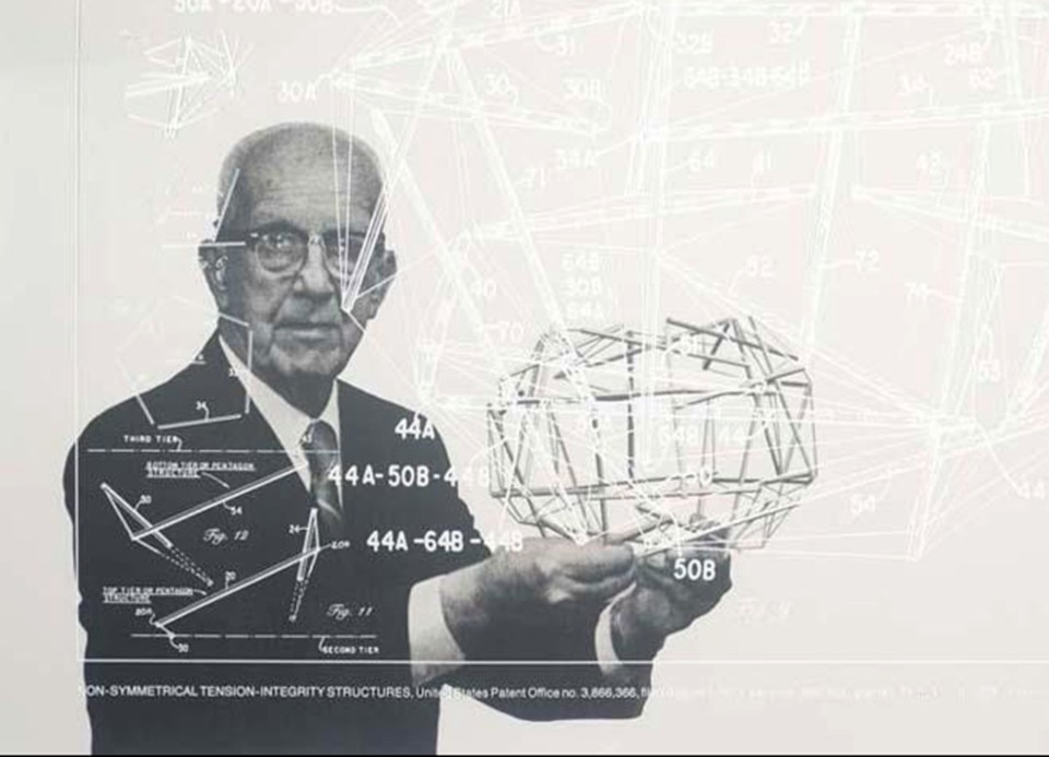 Buckminster Fuller and Chuck Byrne, Non-Symetrical Tension-Integrity Structures, United States Patent Office no. 3,866,366 - domus - detail
