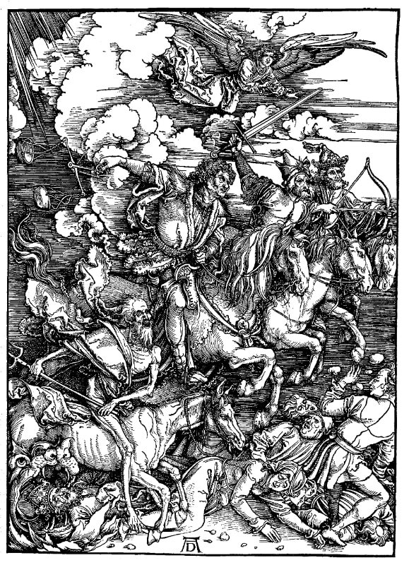 I quattro cavalieri dell'Apocalisse, Albrecht Dürer. C. 1497