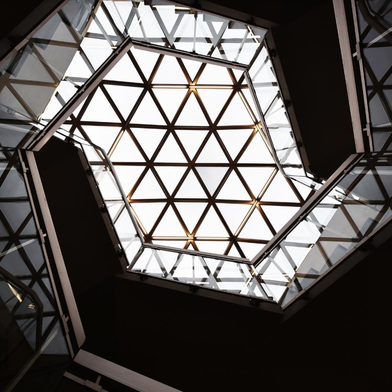 The glass roof of the Fondation Vasarely 