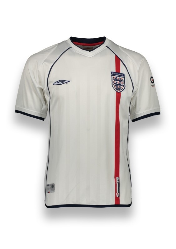 England Home shirt by Umbro x Paul Smith Sport, 2002. Photo: courtesy of the Westminster Menswear Archive, London.