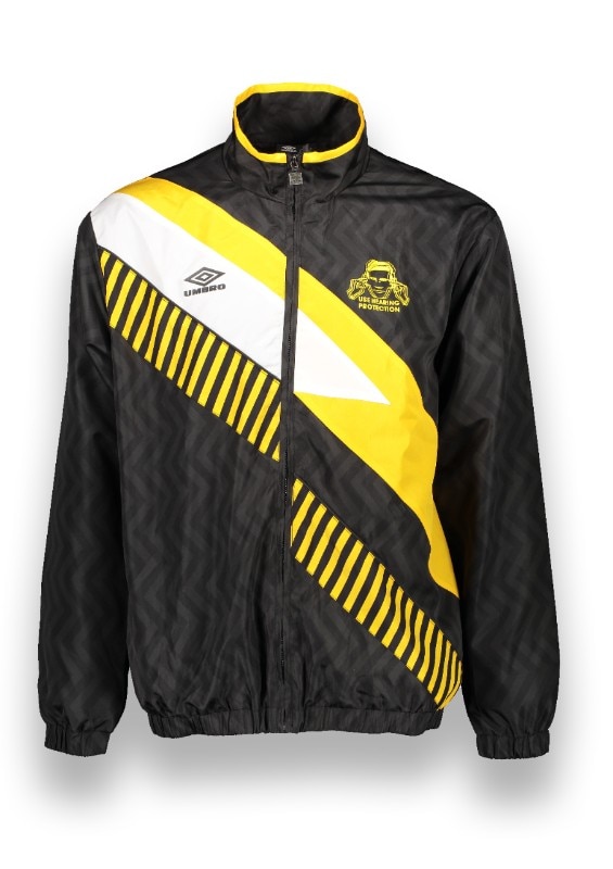 Umbro jacket celebrating the legacy of Factory Records, 2021. Photo: courtesy of the Westminster Menswear Archive, London.