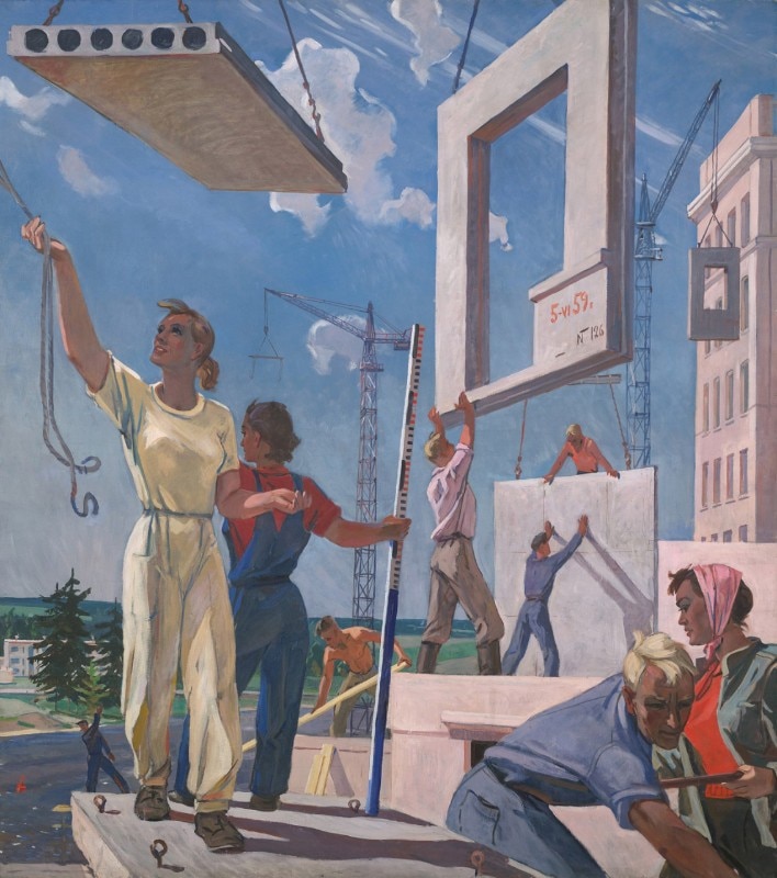 Aleksandr Deyneka, Costruire la Pace, 1960. Schizzo per un mosaico murale alla Prima Esposizione Nazionale d'Arte della Russia Sovietica, Galleria Tretyakov di Mosca