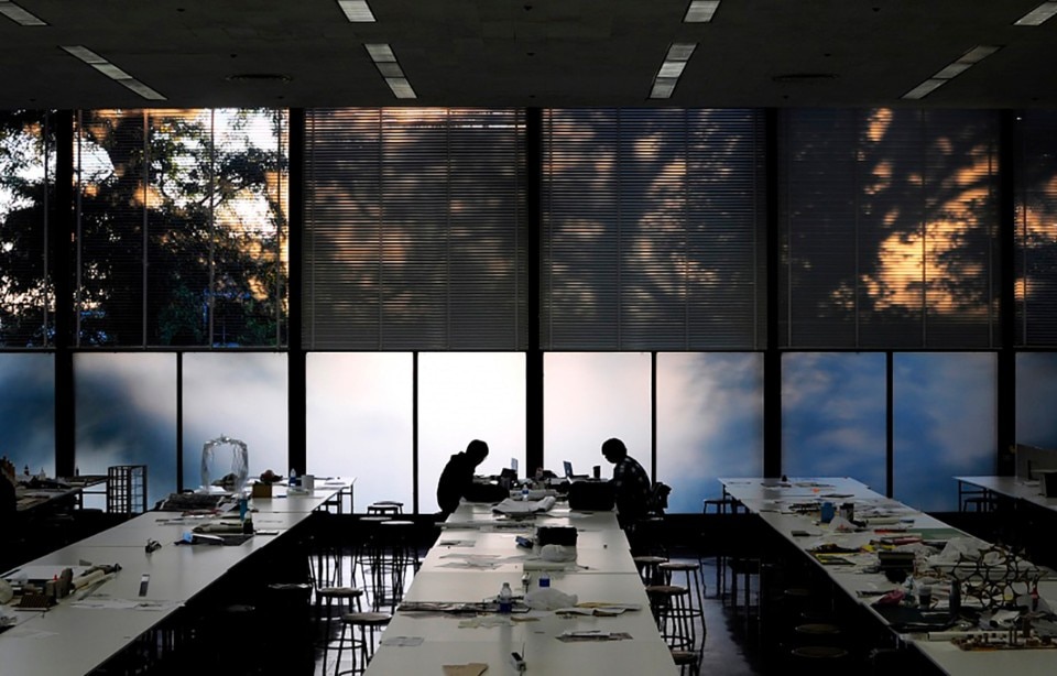 Crown Hall, IIT College of Architecture, Chicago, 1956. Alfred Caldwell with Ludwig Mies van der Rohe Architects Crown Hall, IIT College of Architecture, Chicago, 1956. Alfred Caldwell with Ludwig Mies van der Rohe Architects