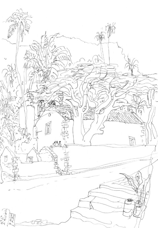 Árvores (Trees). Cidade Velha, Cape Verde, sketch of Álvaro Siza, architect
