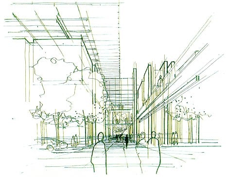 Rendering dell’ingresso del nuovo edificio progettato da Piano (© The Art Institute of Chicago)