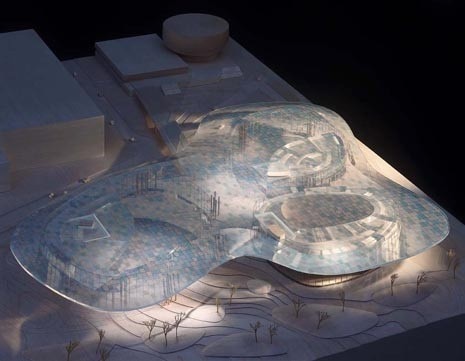 Rendering del progetto di Sauerbruch Hutton Architect, Berlino (<b>primo classificato </b>pari merito con Coop Himmelblau)
