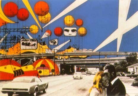 Ron Herron, Instant City, svincolo autostradale tra Santa Monica e San Diego, Los Angeles, 1969. Foto Ben Blackwell
