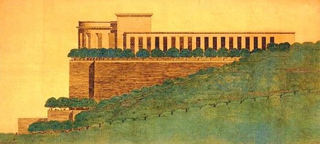 Monumento a Bismarck, Bingen am Rhein, 1910. Prospetto longitudinale, matita e pastello su carta da lucido. MoMA New York, Mies van der Rohe Archive
