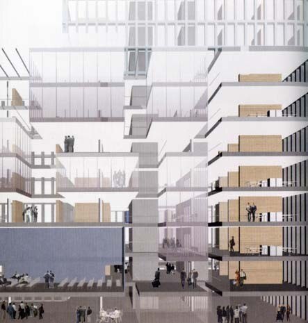 Progetto per l’edificio ad uffici Räffel Park a Zurigo, vincitore del concorso nel 2002
