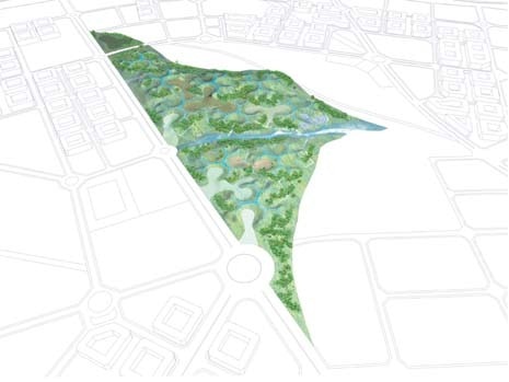 Prospettiva sul Parco de La Gavia, nella sua massima estensione