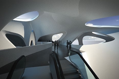 Le scale mobili collegano la quota del bar ristorante con la loggia delle sculture