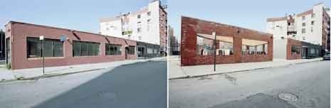 Due comparazioni della
situazione precedente
al progetto e del
nuovo edificio