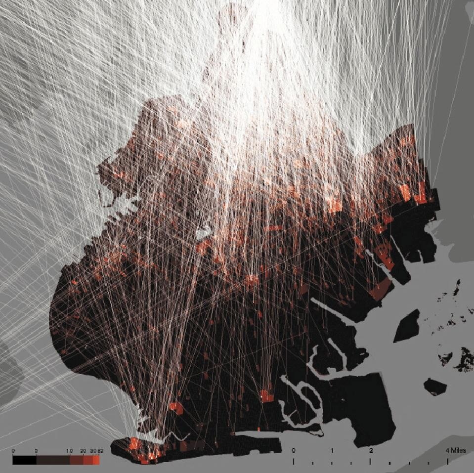 Lo Spatial Information Design Lab di Laura Kurgan utilizza complesse mappature e animazioni per illustrare la relazione esistente tra dati demografici e sistema penale
