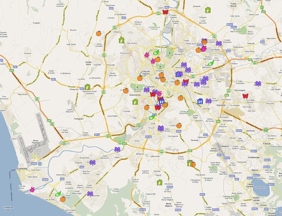 La mappa di Zappata Romana, per vedere la descrizione dei singoli progetti click sull'hyperlink nell'articolo